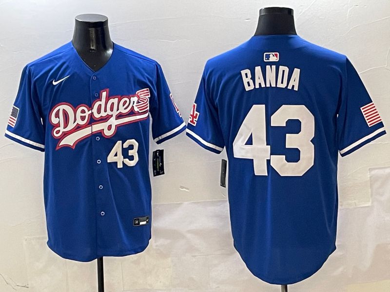 Men Los Angeles Dodgers 43 Banda Blue Second generation Joint Name Nike 2025 MLB Jersey style 4